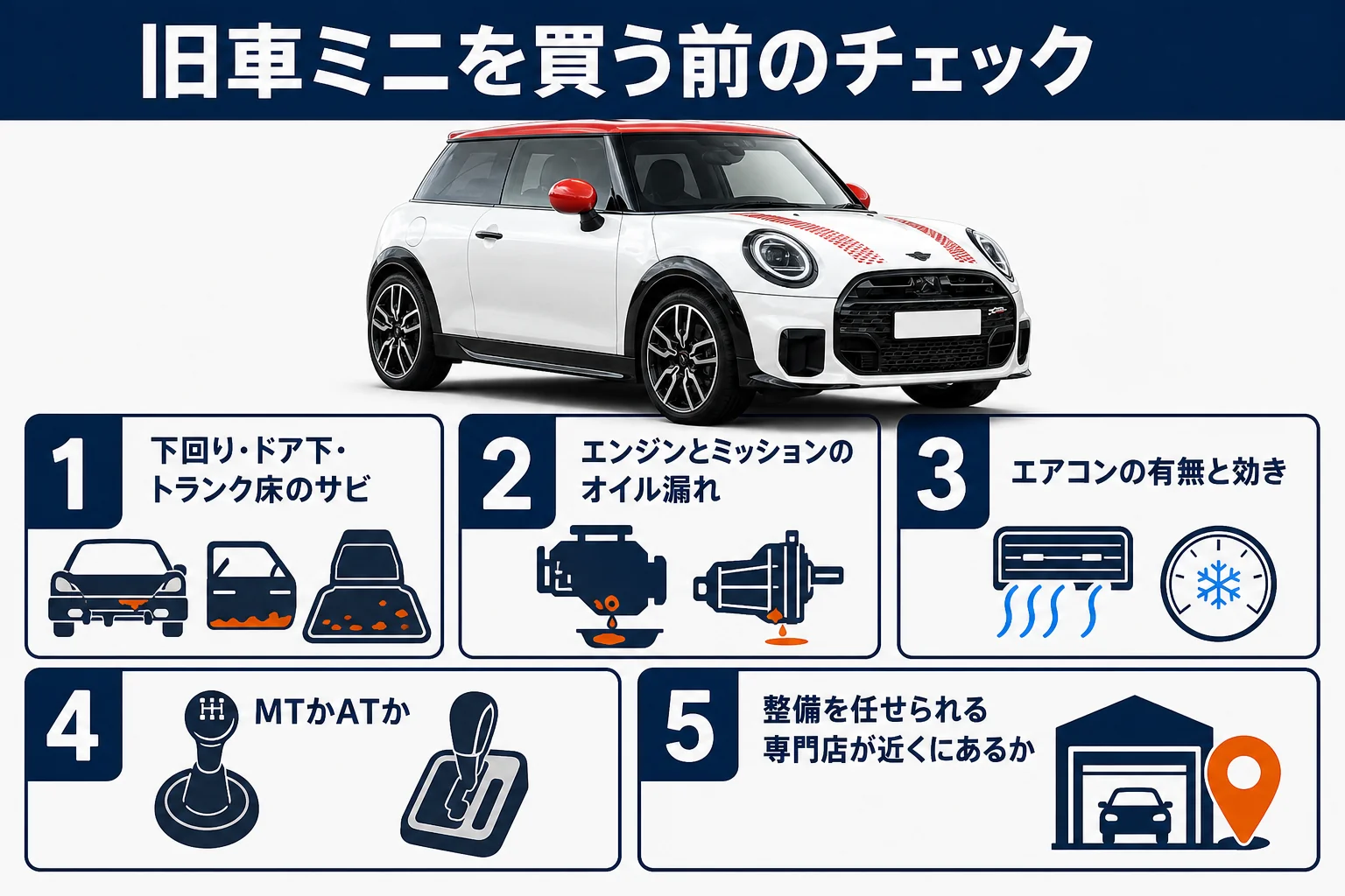 クラシックミニを買う前に確かめることの図解