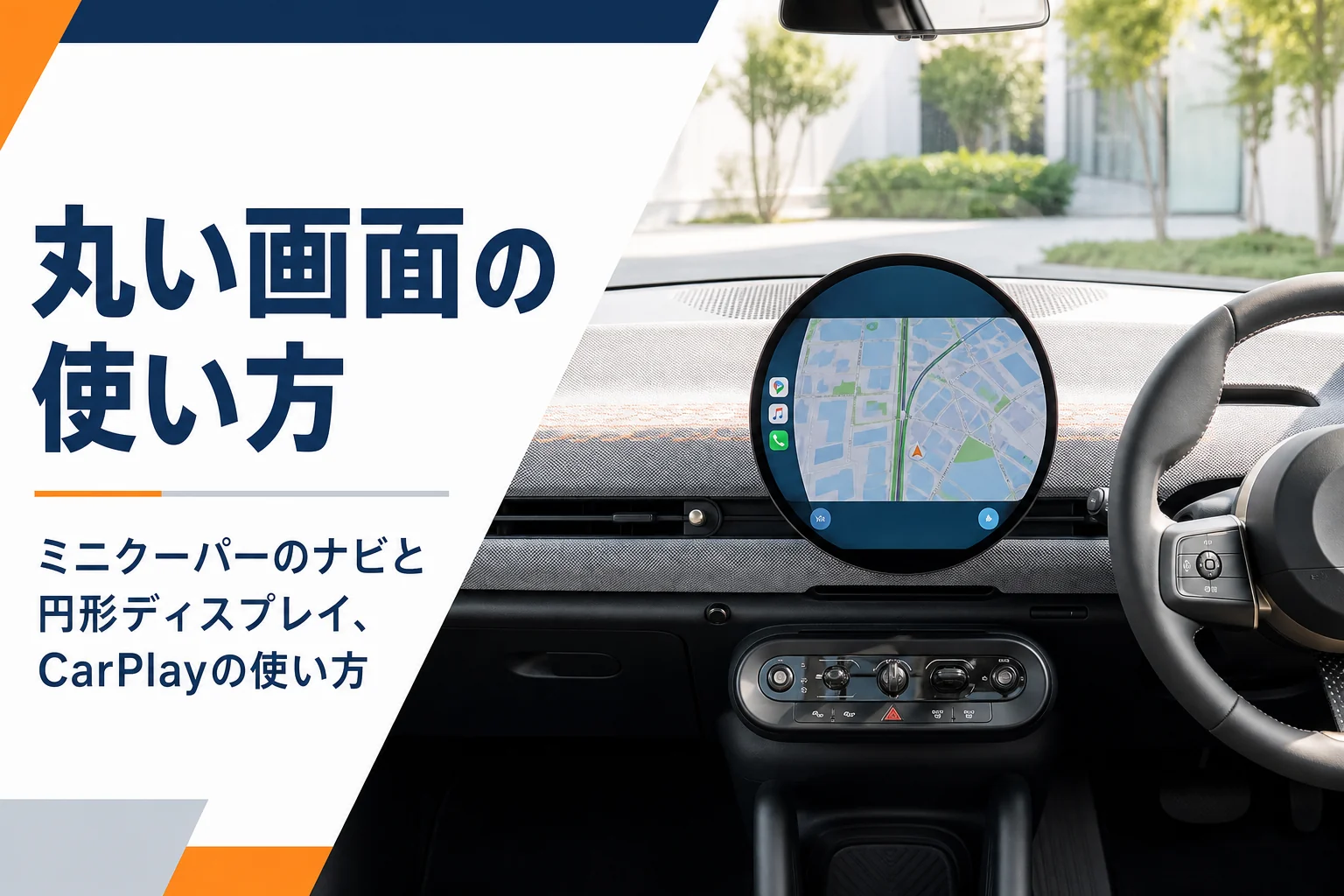 現行ミニクーパーのダッシュボード中央にある円形ディスプレイ