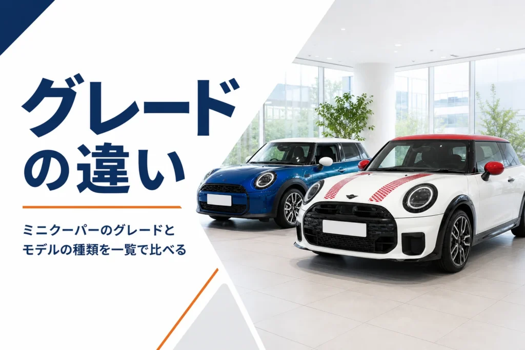 ミニクーパーのグレードとモデルの違いを一覧で比べる記事のアイキャッチ