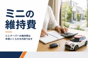 電卓と家計簿で車の維持費を計算しているテーブル