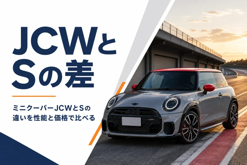 サーキットに停まる現行ミニクーパーJCWのイメージ