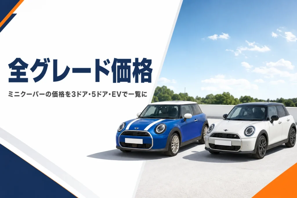 現行ミニクーパーの3ドアと5ドアが並ぶイメージ