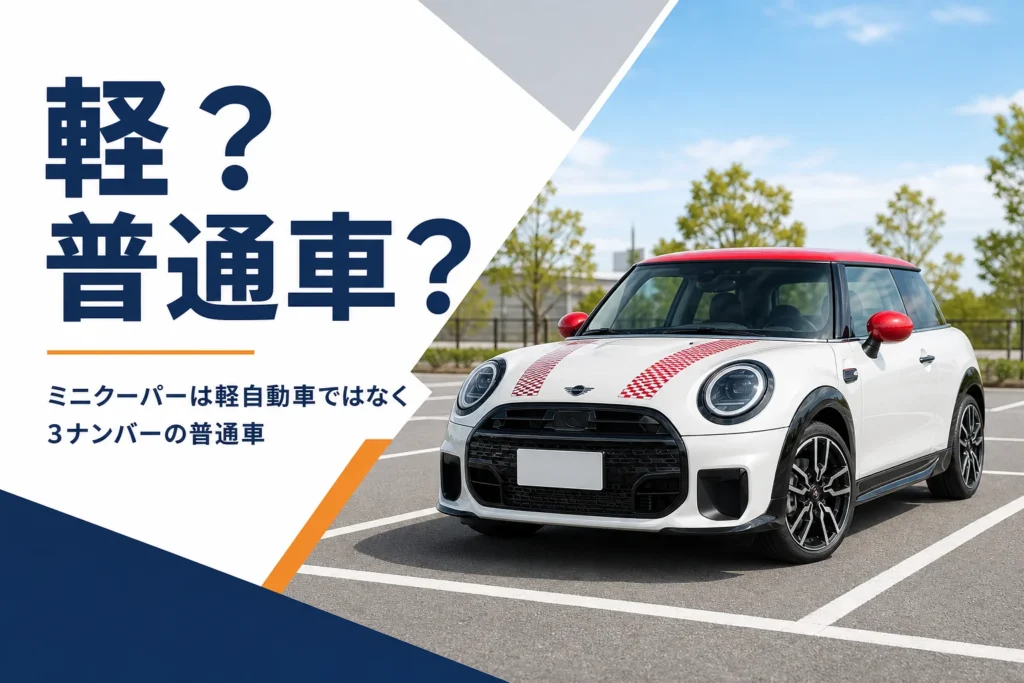 駐車場に止まる現行ミニクーパー3ドア
