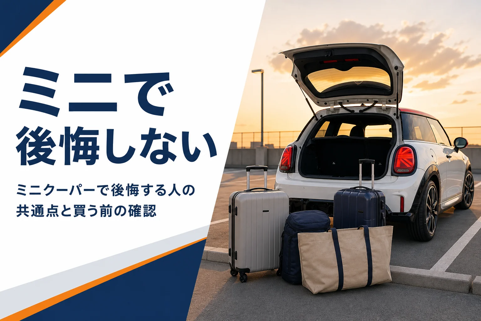 トランクを開けた小型ハッチバックと積み込み前の荷物