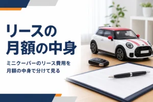 契約書類と車のキーとミニカー