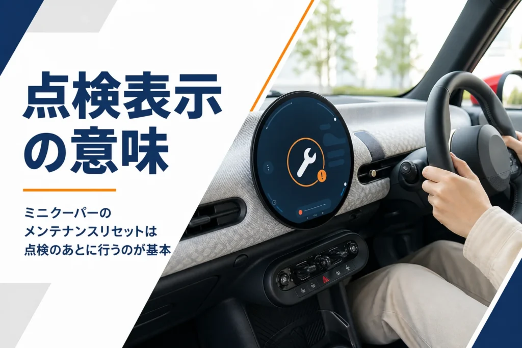 ミニクーパーの円形ディスプレイに出た点検時期のお知らせ