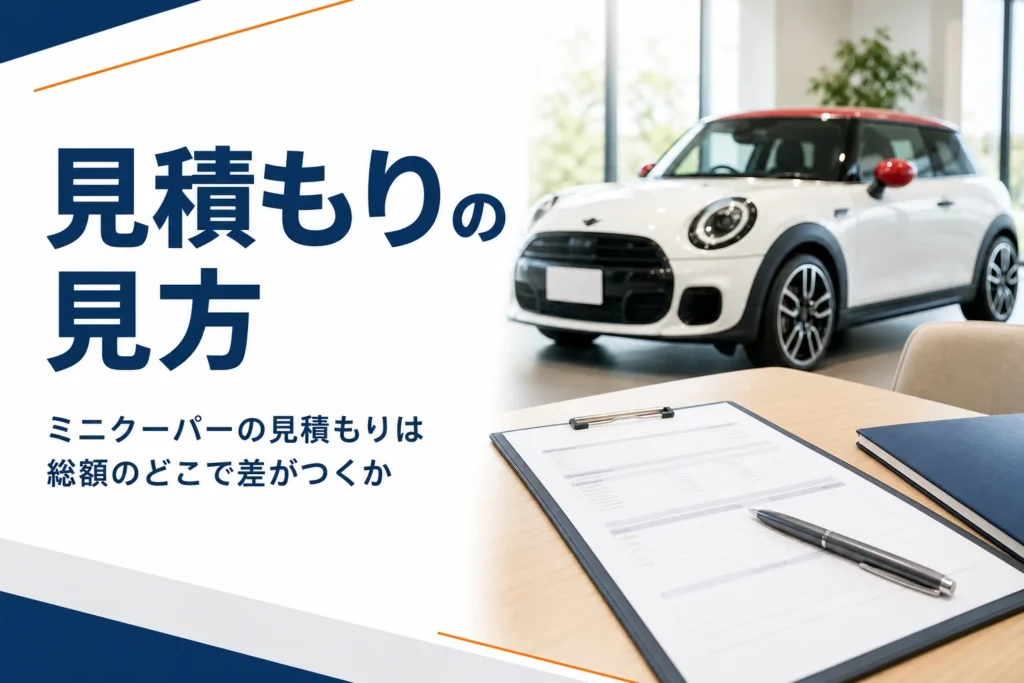 ミニクーパーの見積もりの見方と総額の差を解説する記事のアイキャッチ
