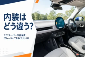 円形ディスプレイが中央にある現行ミニクーパーの内装