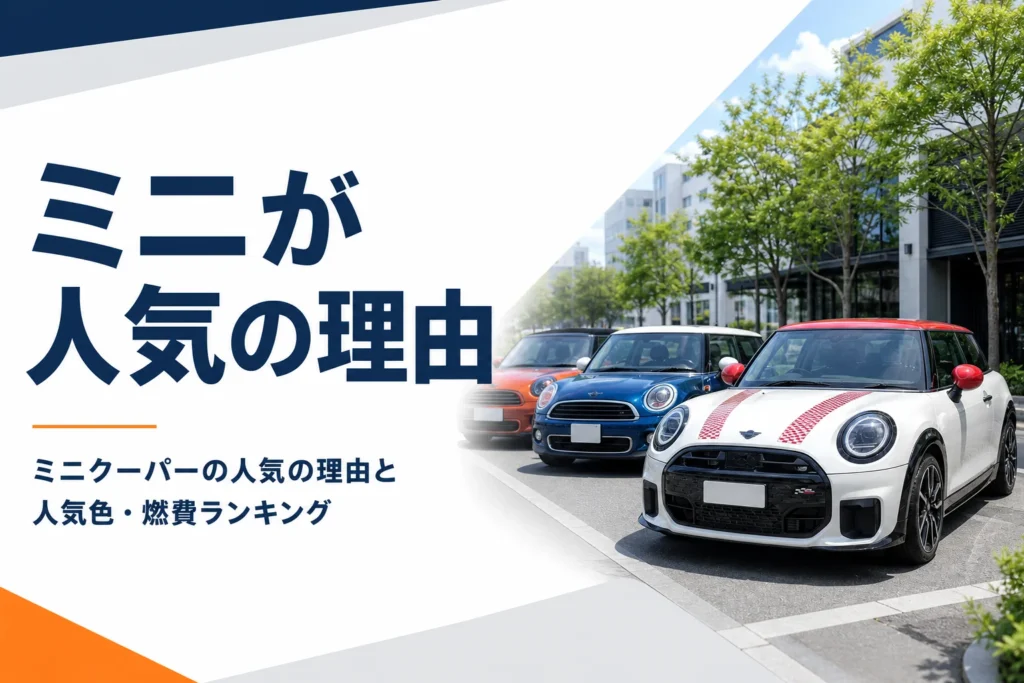 通りに並ぶ色違いの丸目ライトの小型ハッチバック