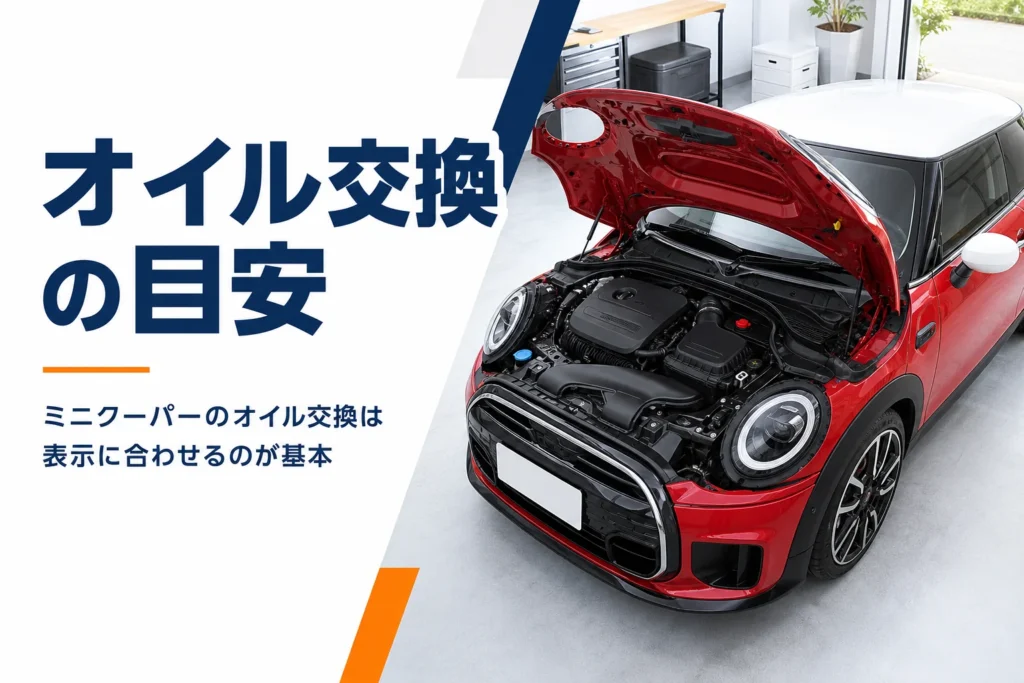 ボンネットを開けたミニクーパーのエンジンルームのイメージ