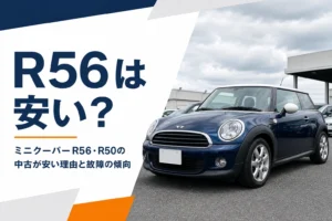 中古車店に並ぶ2代目ミニクーパーのイメージ