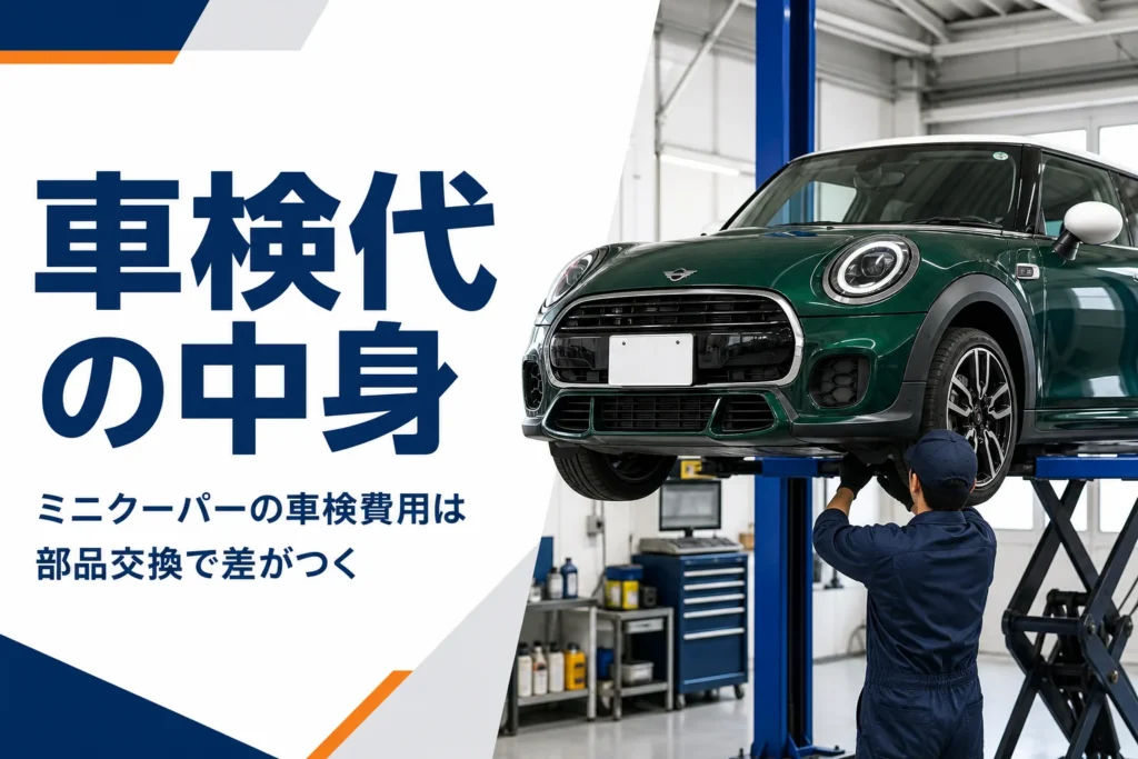 整備工場で点検を受ける現行ミニクーパーのイメージ