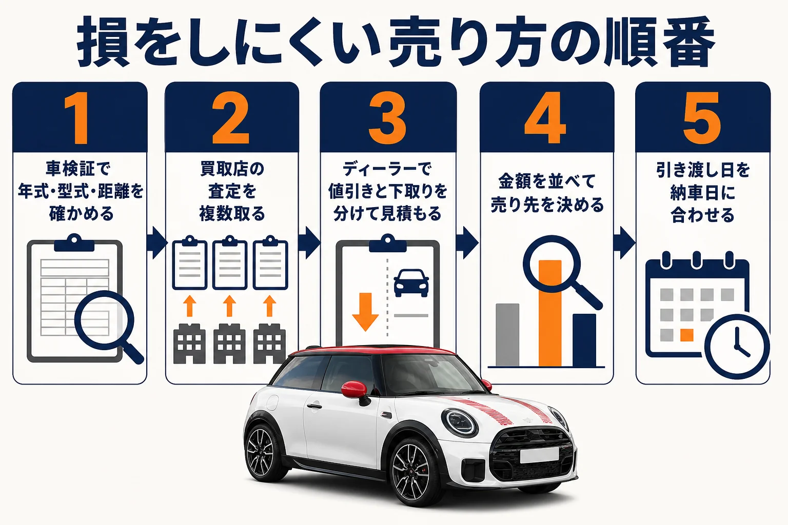 ミニクーパーを損をしにくく売る手順の図解