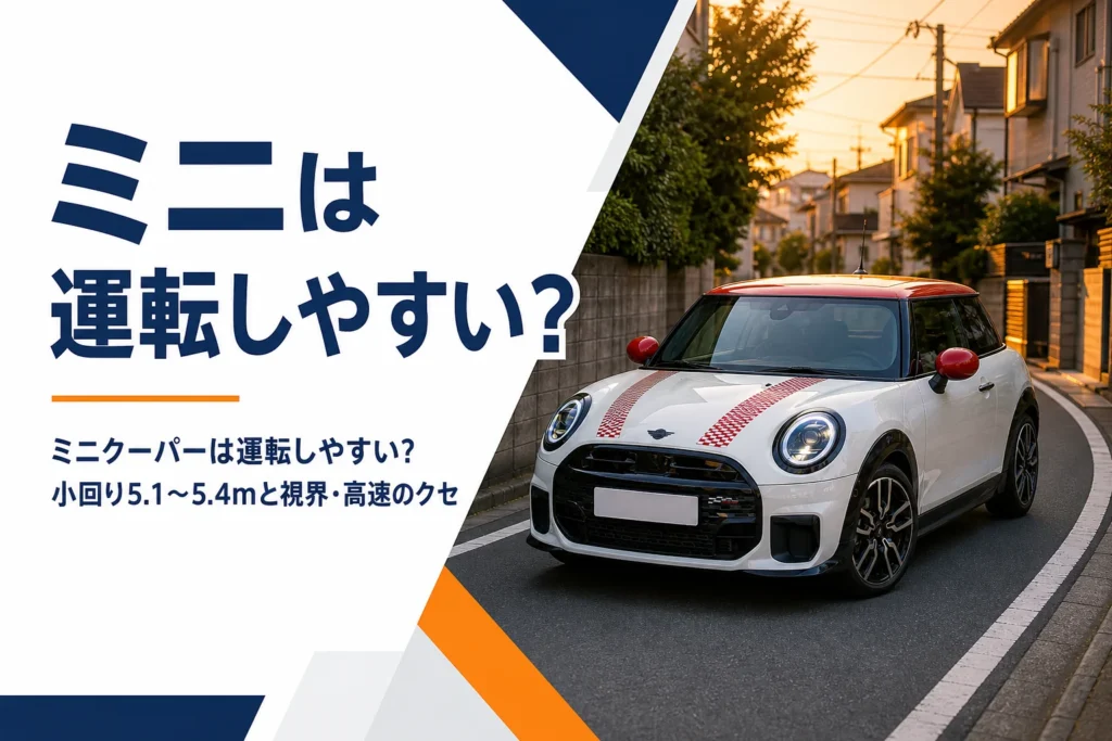 細い路地を曲がるミニクーパー