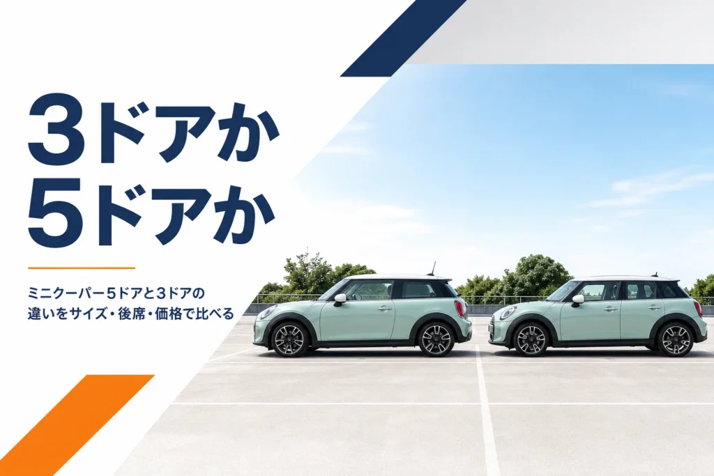 現行ミニクーパーの3ドアと5ドアを横に並べたイメージ