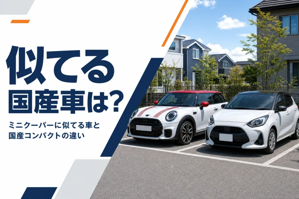 ミニクーパーと国産コンパクトカーが並んだ駐車場