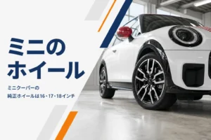 ミニクーパーのアルミホイールのアップ